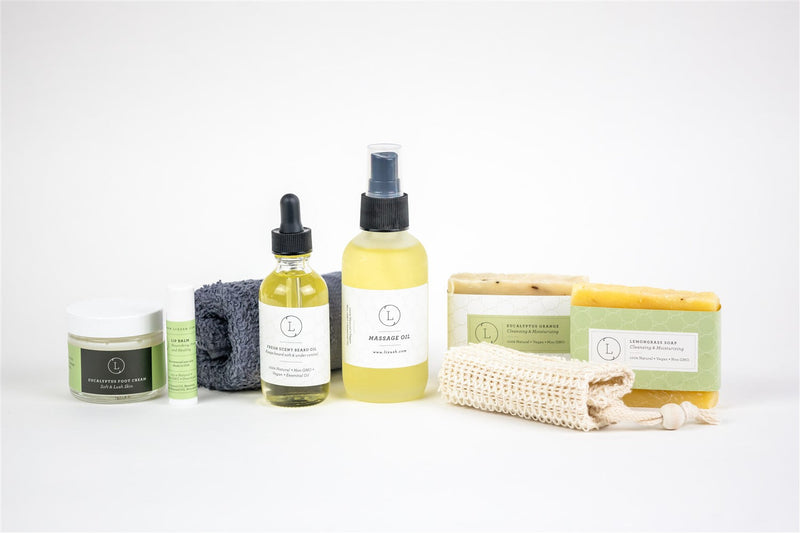 Men Grooming Kit - Fresh earthy Natural skincare set, Eucalyptus bath and body