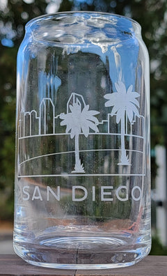 San Diego, CA Skyline Can Glass Line Art