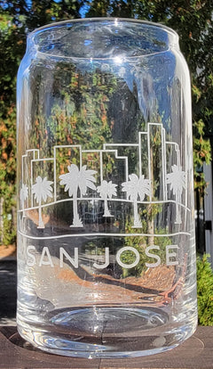 San Jose, CA Skyline Can Glass Line Art