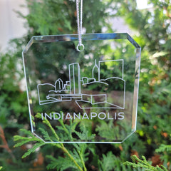 Indianapolis Skyline Glass Ornaments - Set of 2