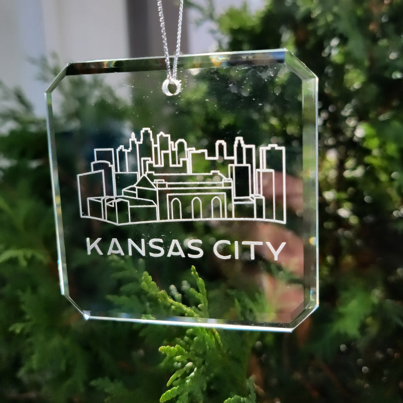 Kansas City Skyline Glass Ornaments - Set of 2