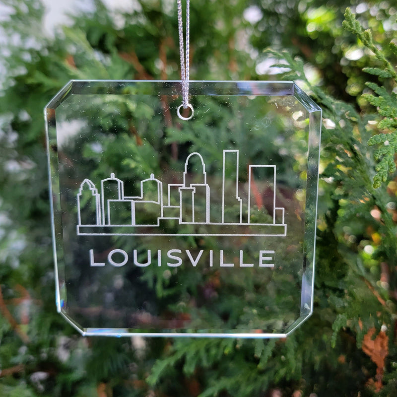 Louisville Skyline Glass Ornaments - Set of 2
