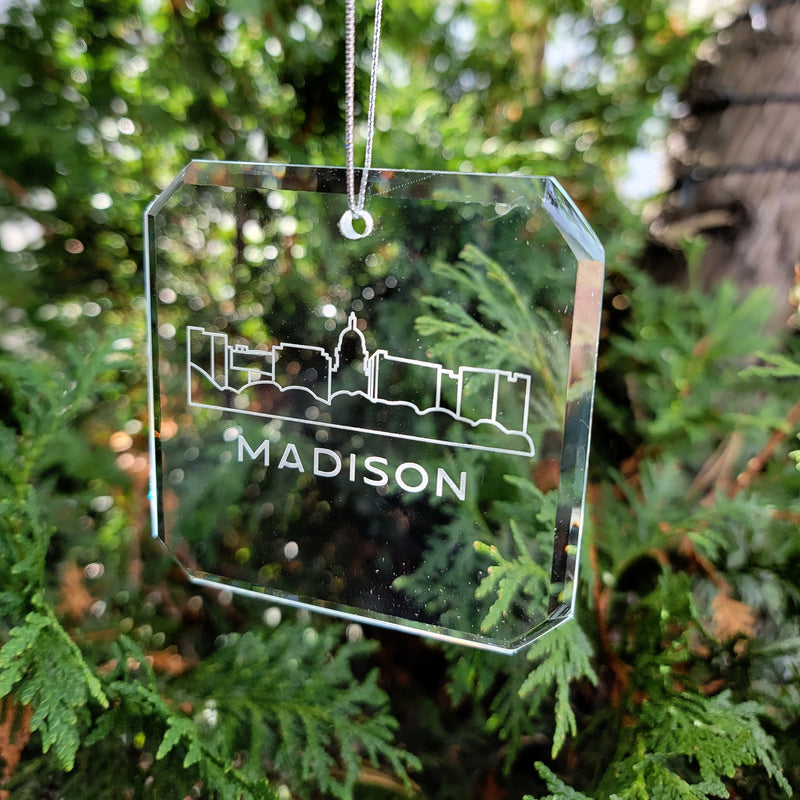 Madison Skyline Glass Ornaments - Set of 2