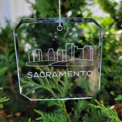 Sacramento Skyline Glass Ornaments - Set of 2