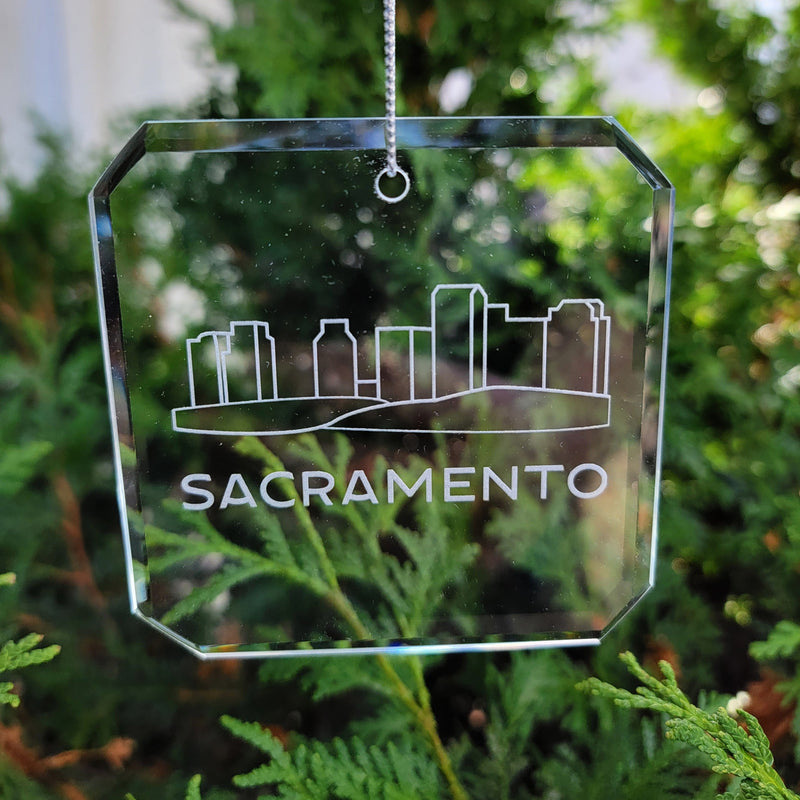 Sacramento Skyline Glass Ornaments - Set of 2