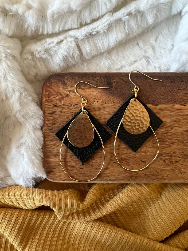 Compass Leather Earrings