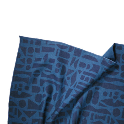 'Mixta' Hand-Printed 100% Linen Tea Towel, Blues colorway