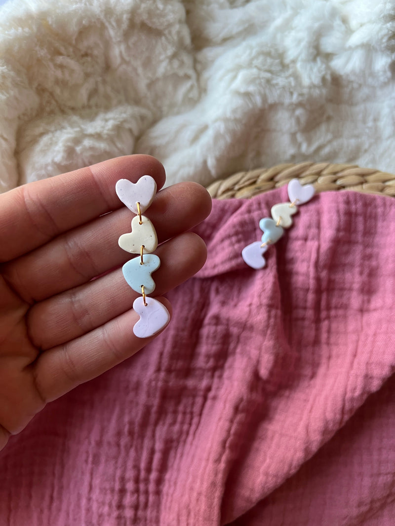 Pastel Micah Heart Earrings | Clay Earrings