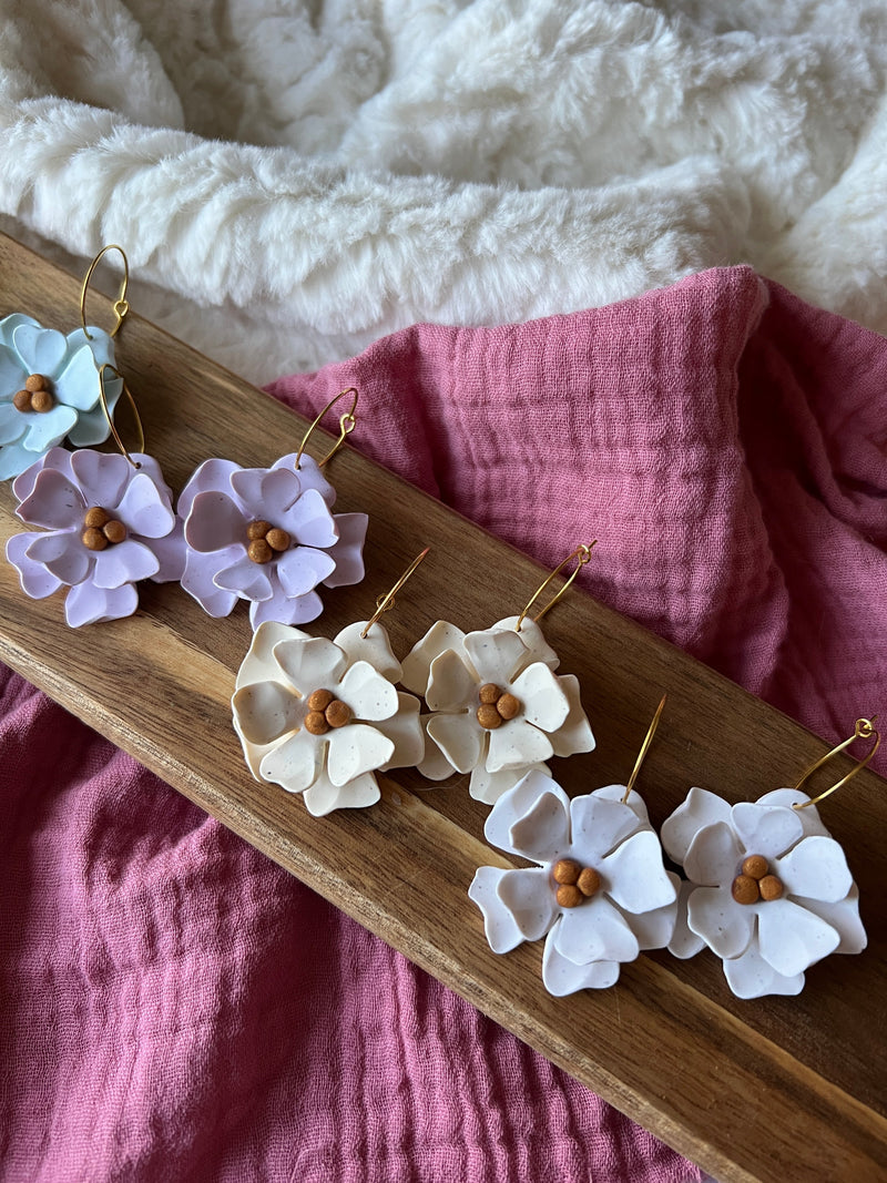 Millie Flower Hoops | Clay Earrings