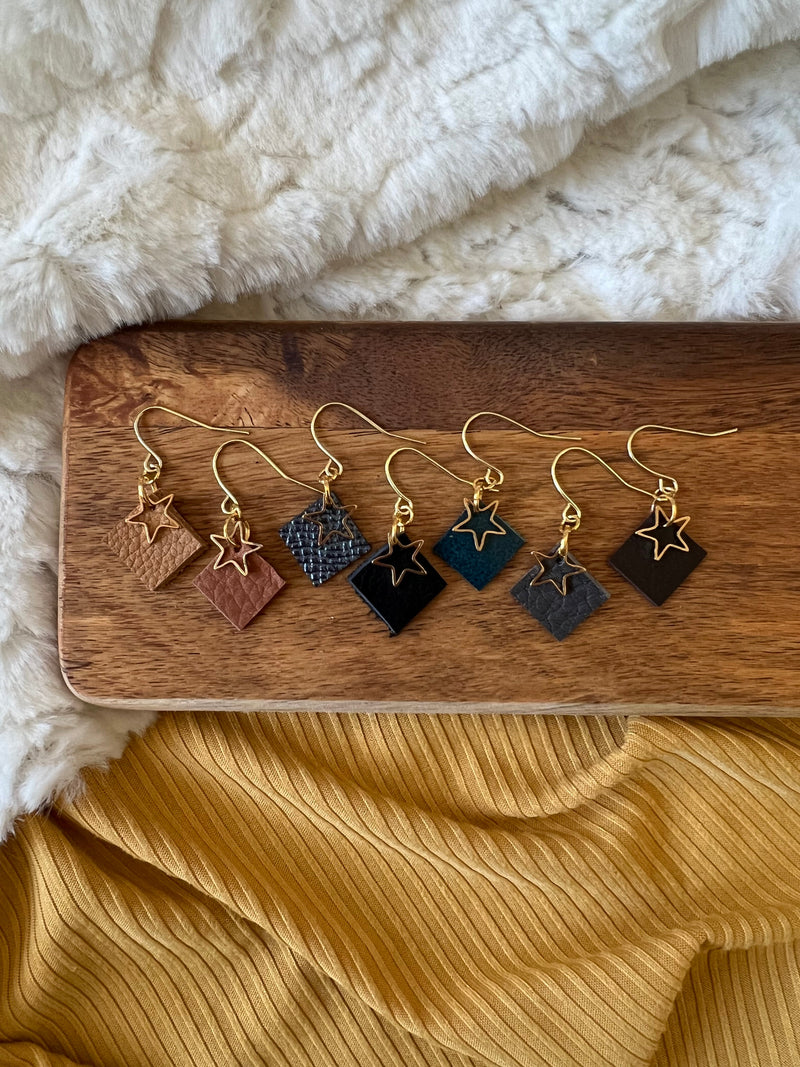 North Star Leather Earrings