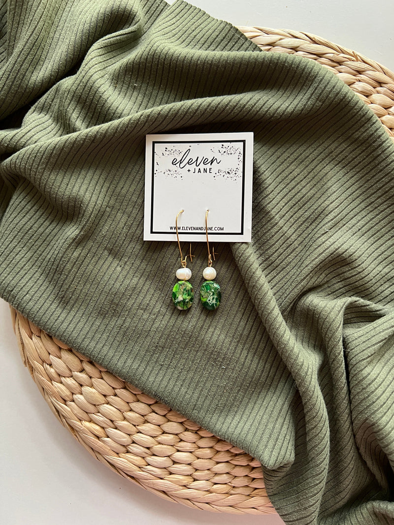 Grove | Ocean Jasper + Pearl Earrings