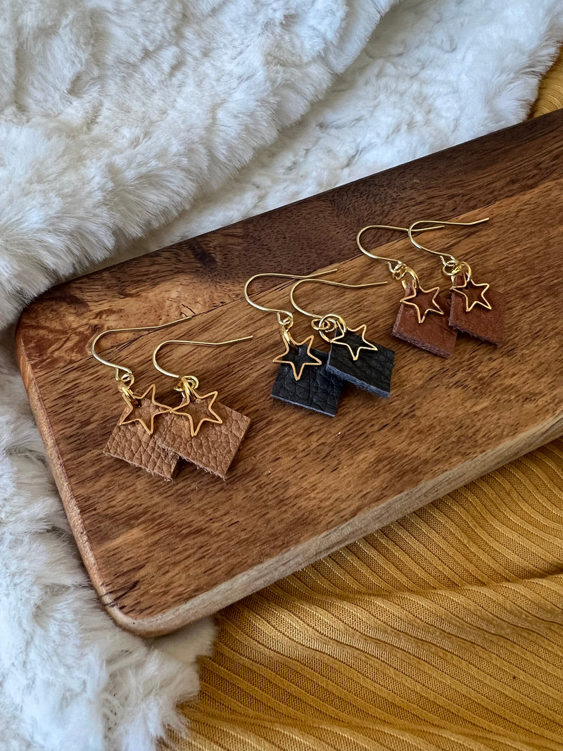 North Star Leather Earrings