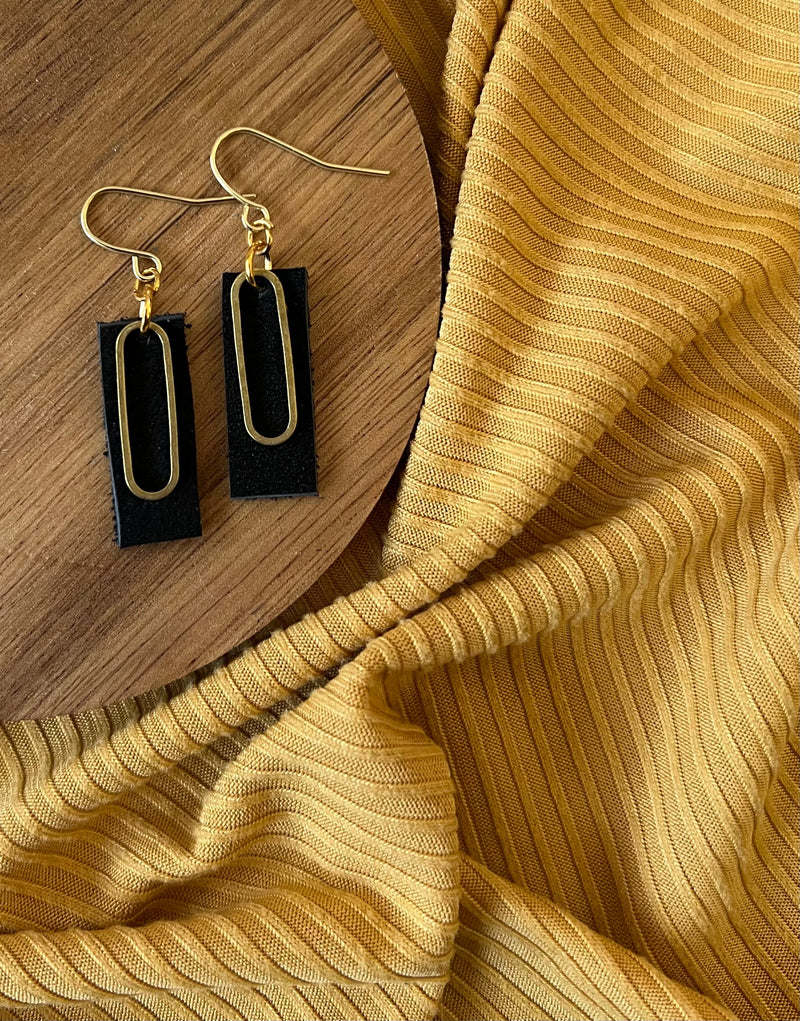 Paper Clip Leather Earrings