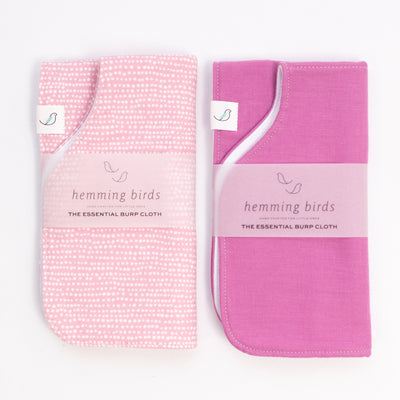 Essential Burp Cloth TWO-PACK // Rose Dot + Petunia