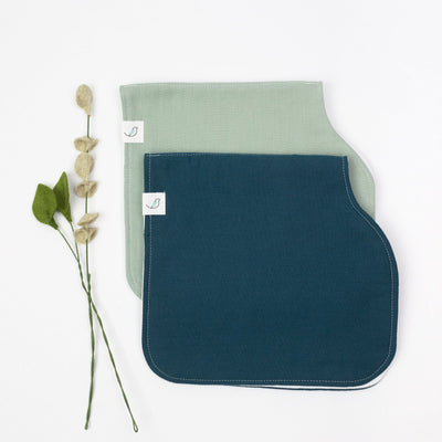 Essential Burp Cloth TWO-PACK // Indigo + Sage