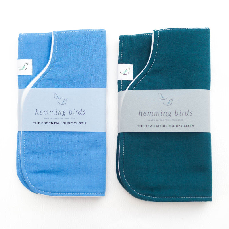 Essential Burp Cloth TWO-PACK // Sky Blue + Indigo