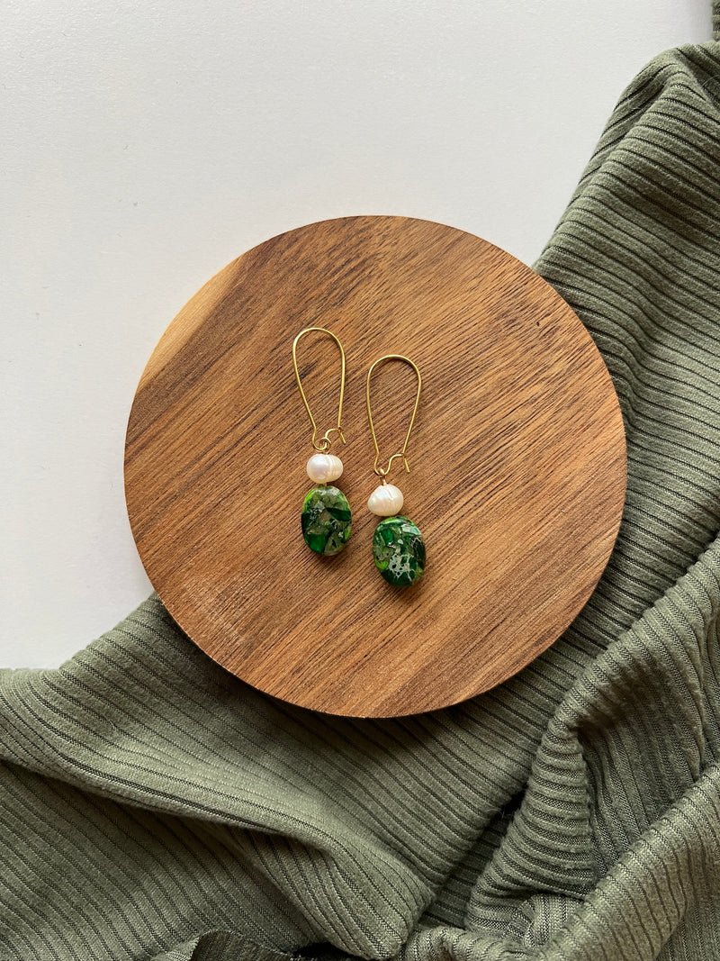 Grove | Ocean Jasper + Pearl Earrings