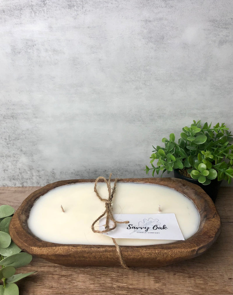 Wood Dough Bowl Candle - 3 wick