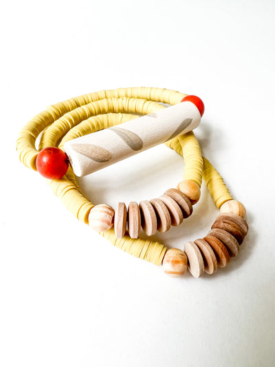 Coral and Sunny Yellow Clay Bracelet