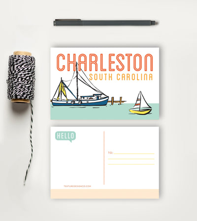 Postcard - Charleston - Boating Day