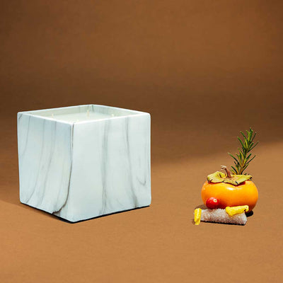 Marble Dipped Cement Cube Candle