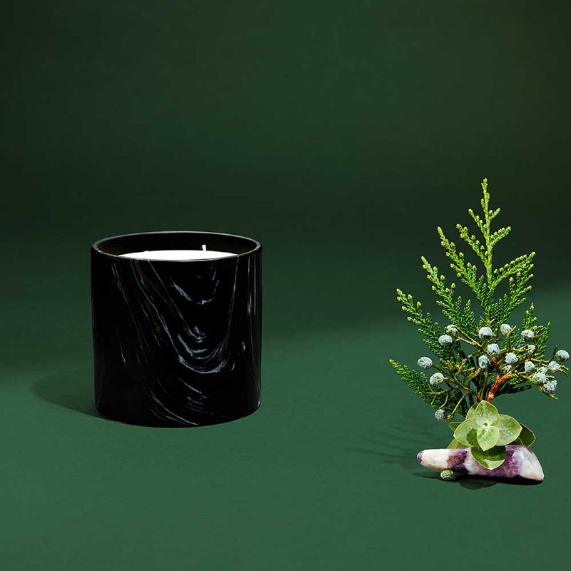 Marquina Dipped Ceramic Round Candle