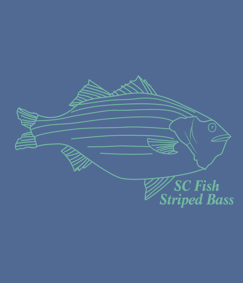 SC  State Fish Striped Bass, Onesie in Indigo