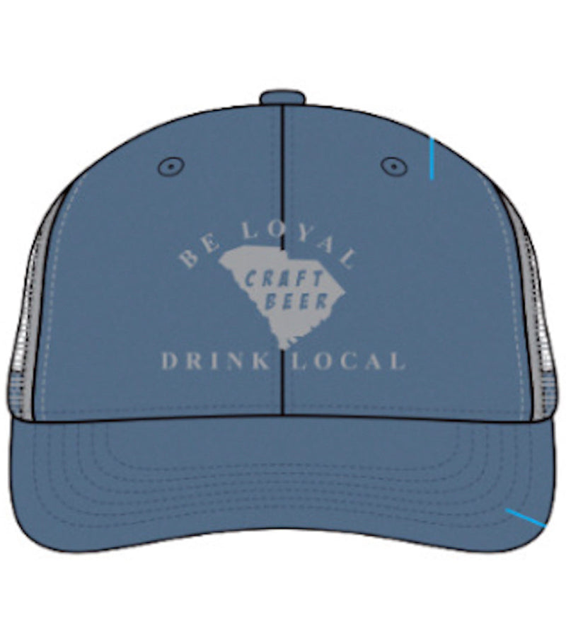 Be Loyal, Drink Local Craft Beer Trucker Hat Steel Slate/Charcoal with Mesh Backing