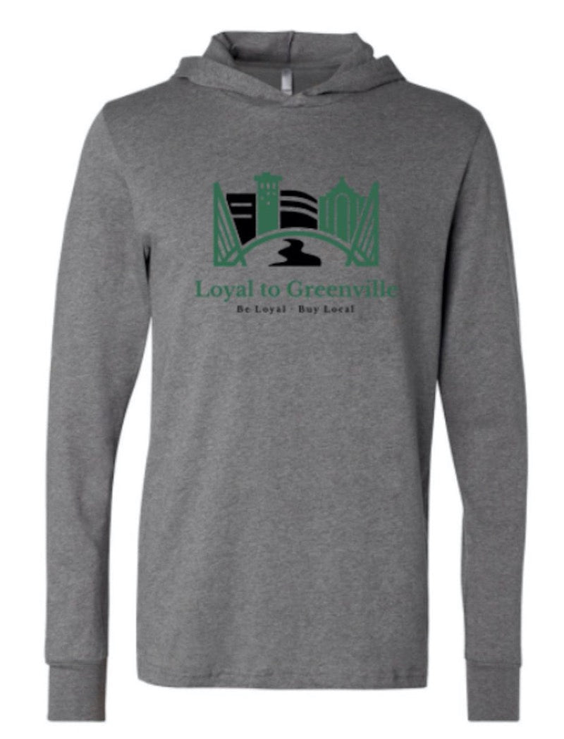 Loyal to Greenville Unisex Statement Jersey Hoodie with Black and Green Logo