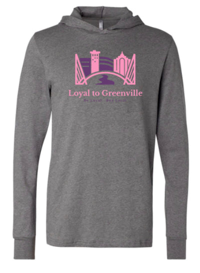 Loyal to Greenville Unisex Statement Jersey Hoodie with Pink and Purple Logo