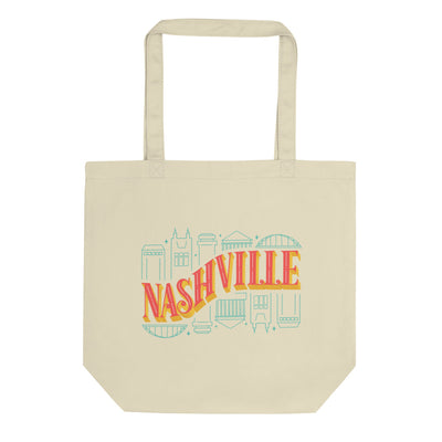 Nashville Colorful Skyline | Eco Tote Bag