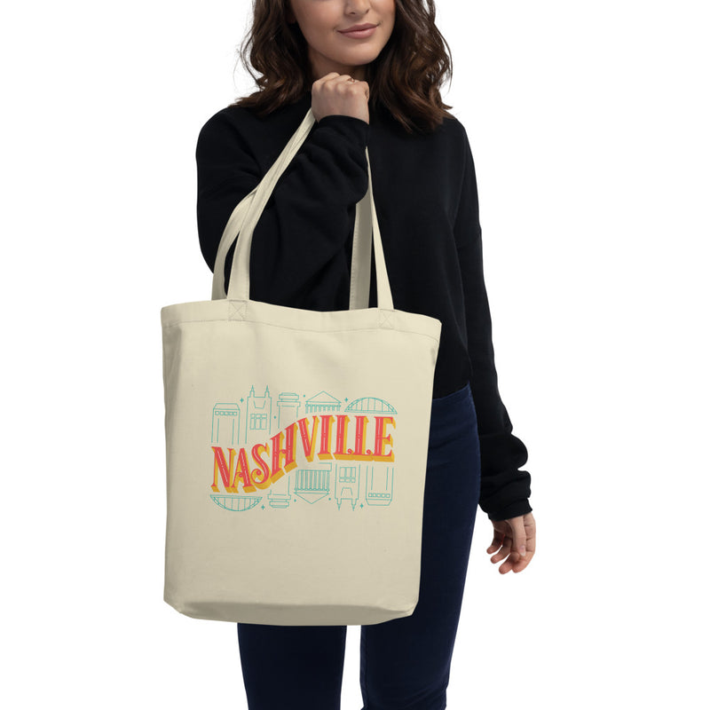 Nashville Colorful Skyline | Eco Tote Bag