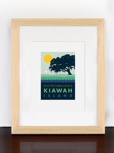 Kiawah Island Graphic Print with Oak Tree and Golf