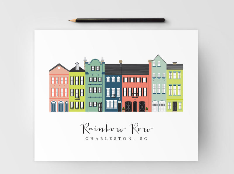 Charleston Rainbow Row Graphic Print