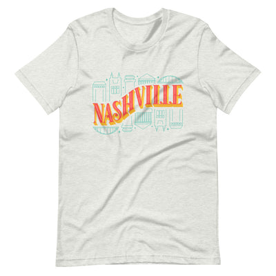 Nashville Colorful Skyline Short-Sleeve Unisex T-Shirt