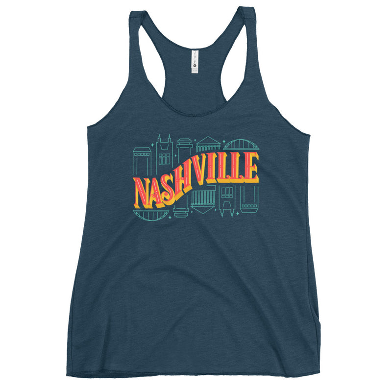 Nashville Colorful Skyline Racerback Tank Top